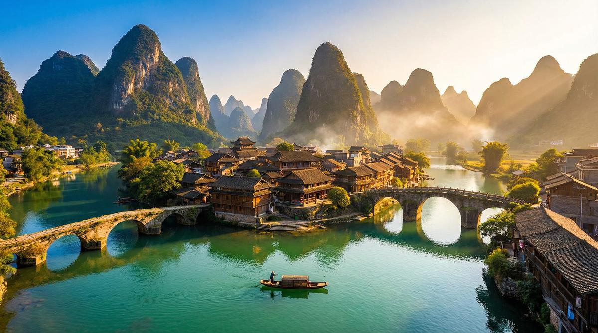 桂林山水风光旅行视频记录